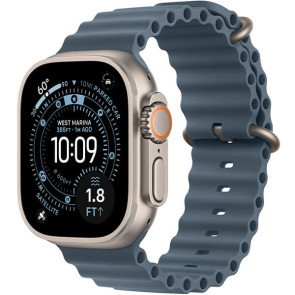Apple Watch Ultra 3 Natural Titanium Case with Anchor Blue Ocean Band (MEWH4)
