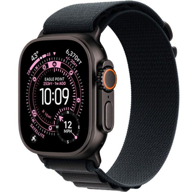 Apple Watch Ultra 3 Black Titanium Case with Black Alpine Loop Small (MF0Q4)
