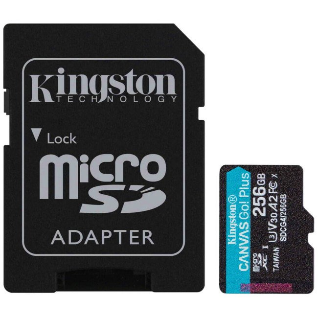 Карта пам'яті Kingston Canvas Go Plus Class 10 UHS-I U3 V30 A2 Micro SDXC 256GB with adapter (SDCG4/256GB)