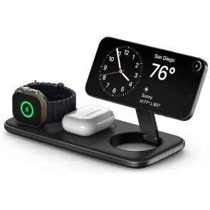 Бездротовий зарядний пристрій Satechi Trio Qi2 Wireless Charging Pad Space Grey (ST-QTPM-EA)