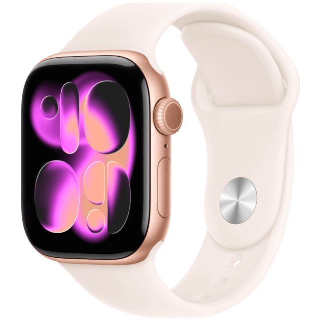 Apple Watch Series 11 42mm Rose Gold Aluminium Case with Light Blush Sport Band S/M (MEU04)