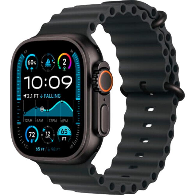 Apple Watch Ultra 3 Black Titanium Case with Black Ocean Band (MF0J4)
